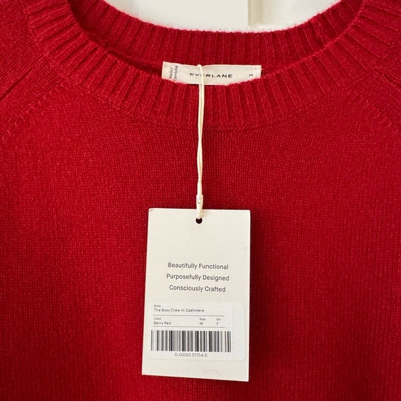 Everlane The Boxy Cashmere Crew in Berry Red Size Medium - Picture 4 of 6